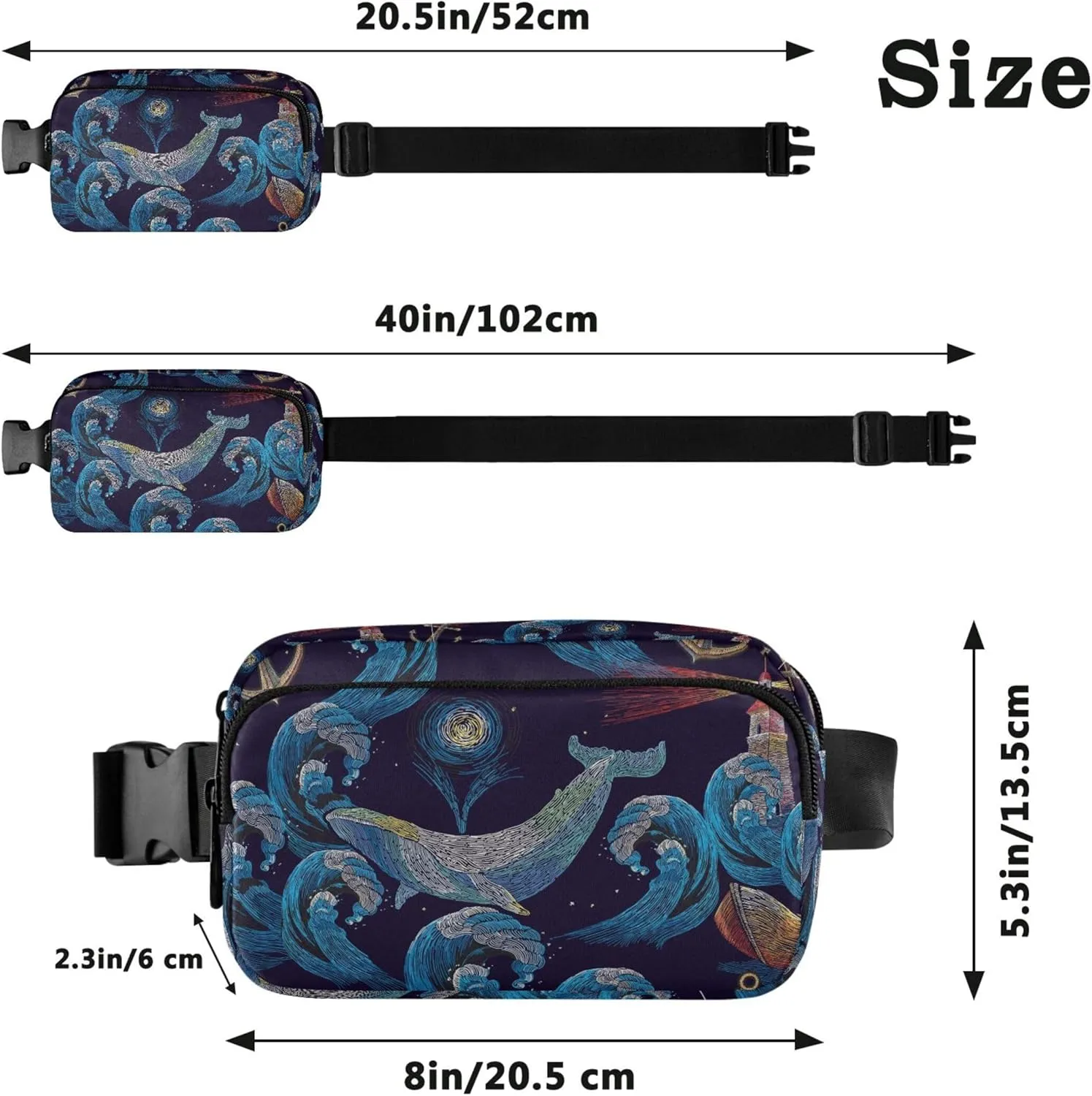 Customized Blue Anchor Sailing Womens Fanny Pack Waterproof Hip Pack Belt Bag Cute Waist Pack for Women