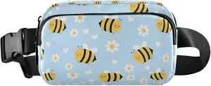 Customized Cute Bee Daisy Blue Womens Fanny Pack Waterproof Hip Pouch Belt Bag Designer Travel Waist Pack for Men