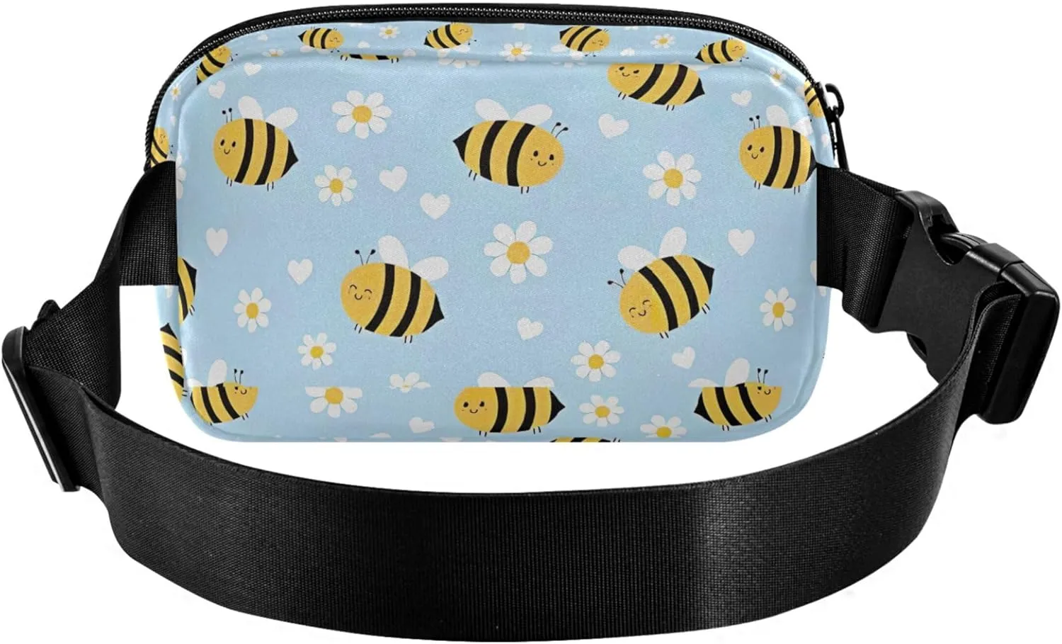 Customized Cute Bee Daisy Blue Womens Fanny Pack Waterproof Hip Pouch Belt Bag Designer Travel Waist Pack for Men