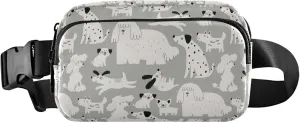 Cute Cartoon Dog Grey Waterproof Fanny Packs for Women Everywhere Belt Bag Hiking Cross Body Waist Purse