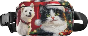 Cute Gifts Cat Dog Red Fanny Packs for Women Waterproof Hip Pouch Belt Bag Cute Waist Pack for Women