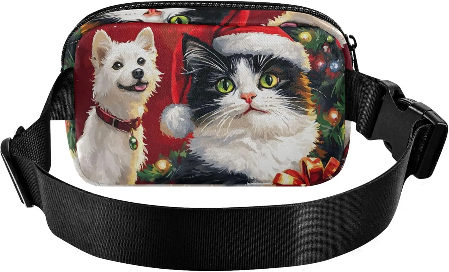 Cute Gifts Cat Dog Red Fanny Packs for Women Waterproof Hip Pouch Belt Bag Cute Waist Pack for Women