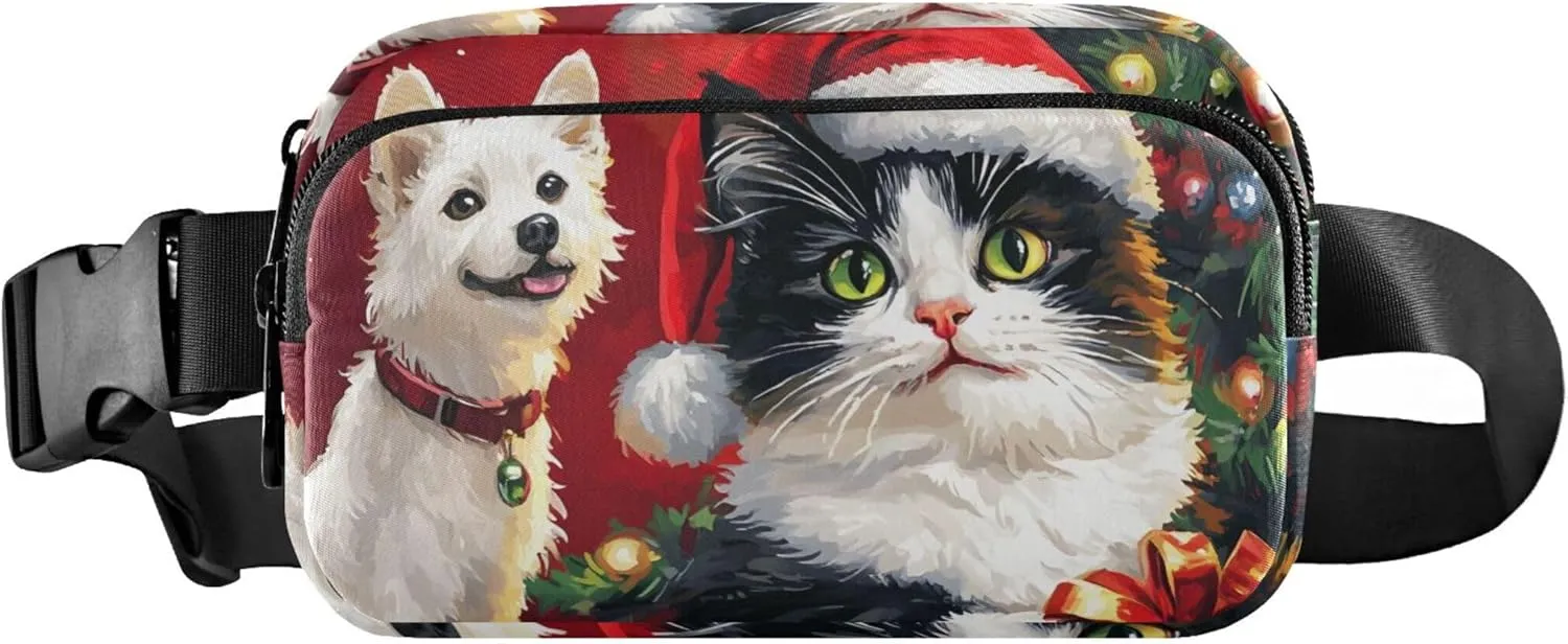 Cute Gifts Cat Dog Red Fanny Packs for Women Waterproof Hip Pouch Belt Bag Cute Waist Pack for Women