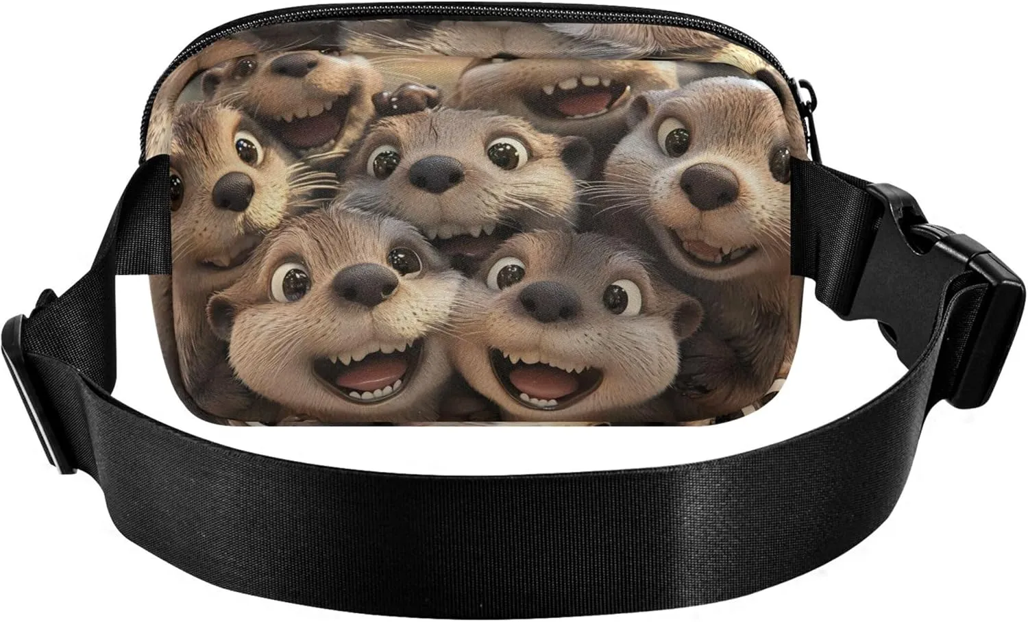 Cute Otters Animal Print Fanny Packs for Women Waterproof Hip Bag Belt Pouch Pattern Travel Waist Pouch