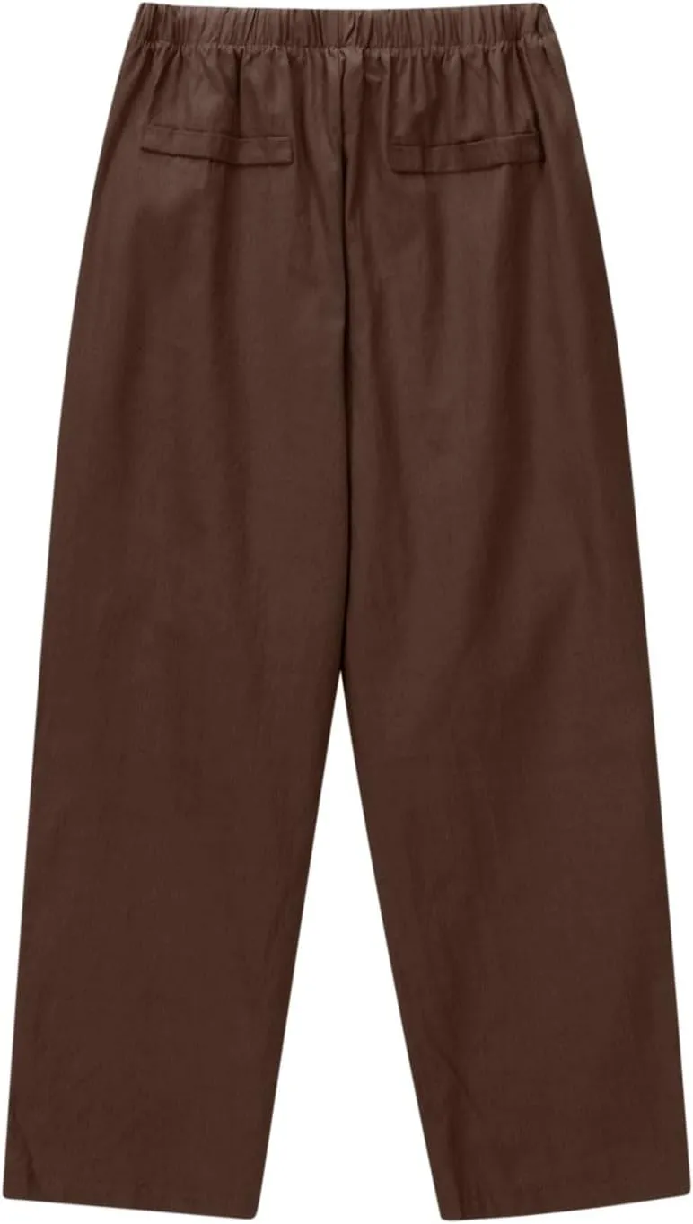 DASAYO Linen Pants Women Drawstring Elastic Waist Ankle Length Straight Leg Pants with Pockets Summer Outfits Fahsion 2025
