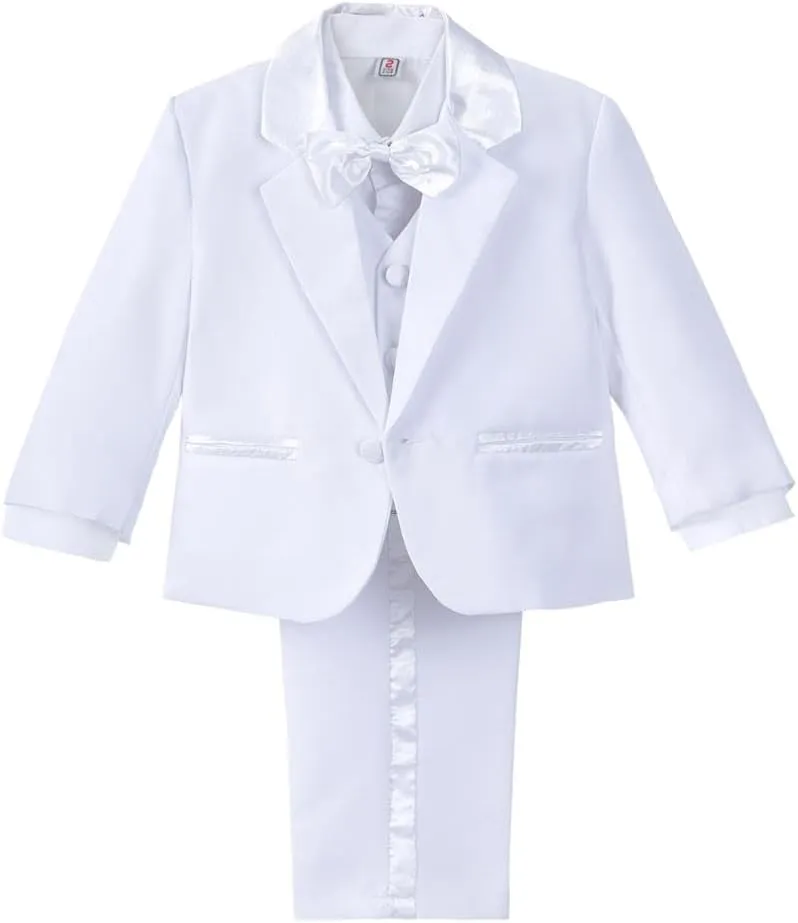 Dressy Daisy Baby Toddler Boy 5 Pcs Set Formal Tuxedo Suits No Tail Wedding Christening Baptism Outfits