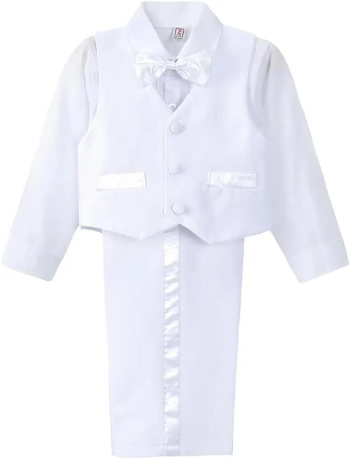 Dressy Daisy Baby Toddler Boy 5 Pcs Set Formal Tuxedo Suits No Tail Wedding Christening Baptism Outfits