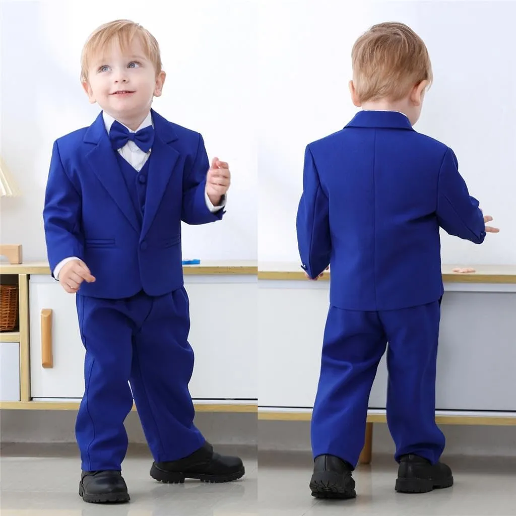 Dressy Daisy Baby Toddler Boy 5 Pcs Set Formal Tuxedo Suits No Tail Wedding Christening Baptism Outfits