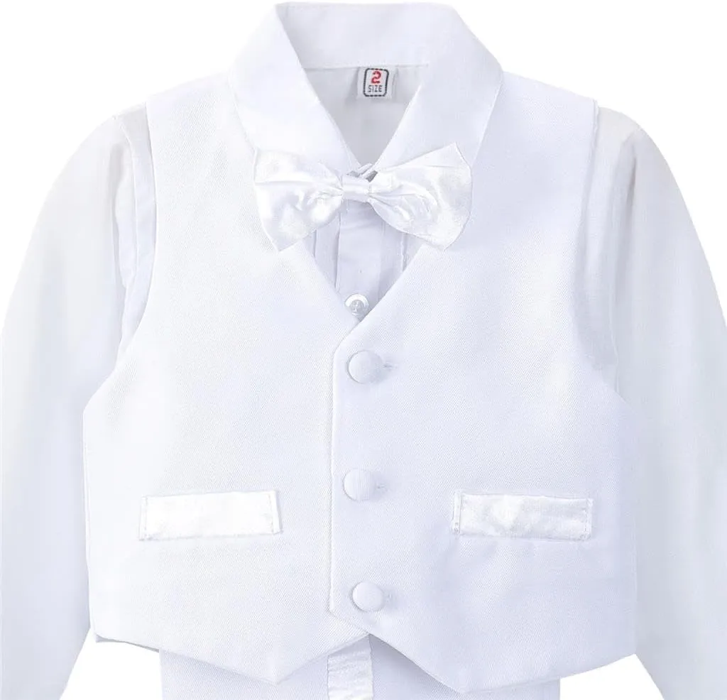 Dressy Daisy Baby Toddler Boy 5 Pcs Set Formal Tuxedo Suits No Tail Wedding Christening Baptism Outfits