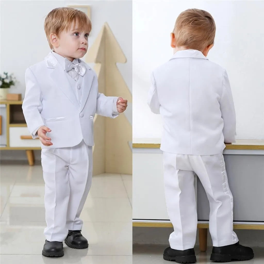 Dressy Daisy Baby Toddler Boy 5 Pcs Set Formal Tuxedo Suits No Tail Wedding Christening Baptism Outfits