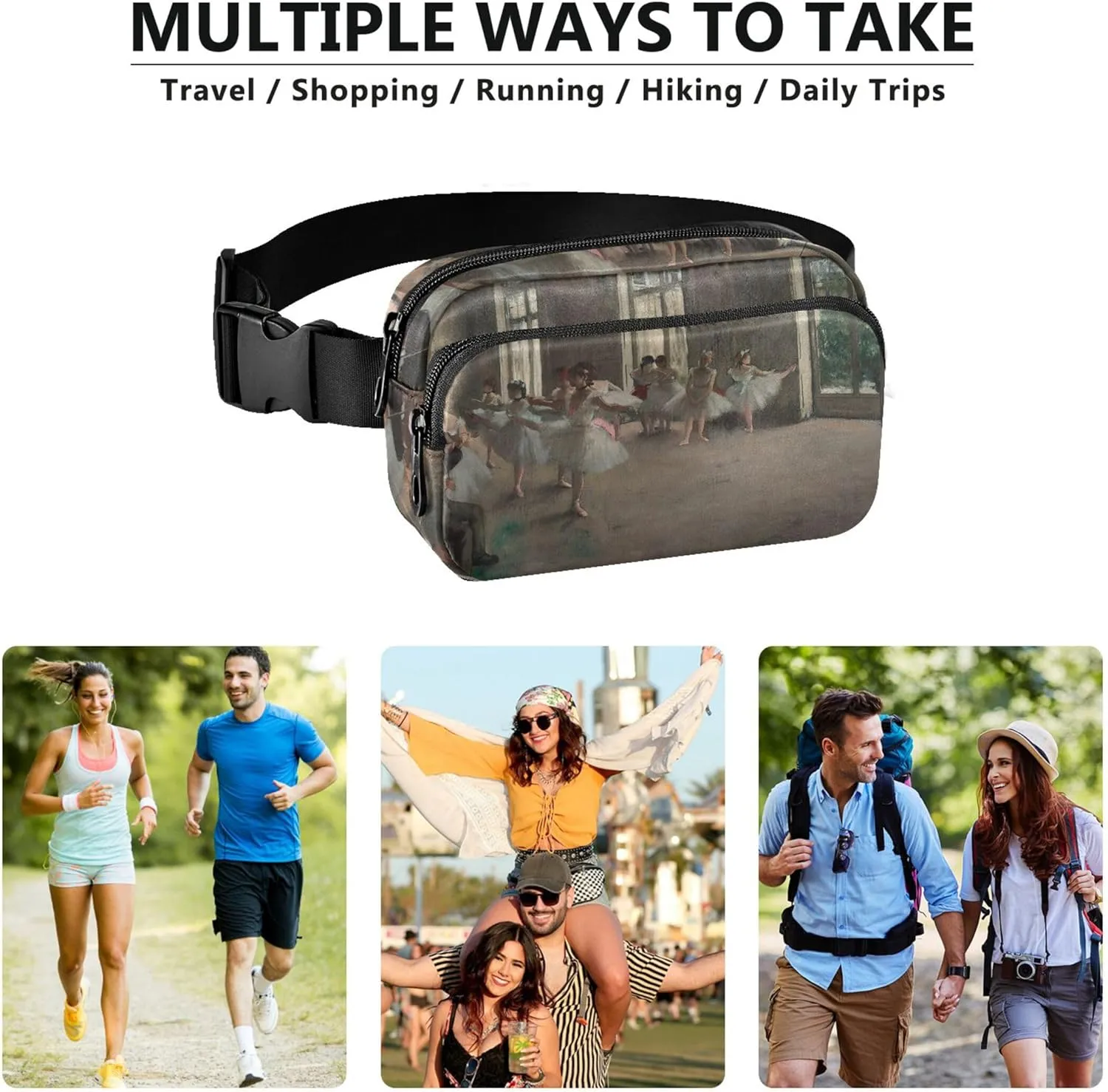 Edgar Degas Prints Ballet Dancers Women Fanny Packs Waterproof Hip Pouch Belt Bag Cute Travel Waist Pack for Men