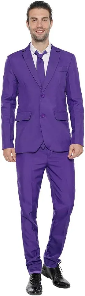 EraSpooky Mens Suits for Party Solid Color Leisure Suit Include Jacket Pants Tie