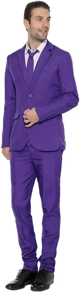 EraSpooky Mens Suits for Party Solid Color Leisure Suit Include Jacket Pants Tie