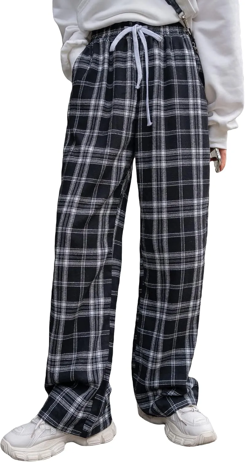 Floerns Women's Plaid Print Elastic Waist Sleepwear Pajama Bottom Pants