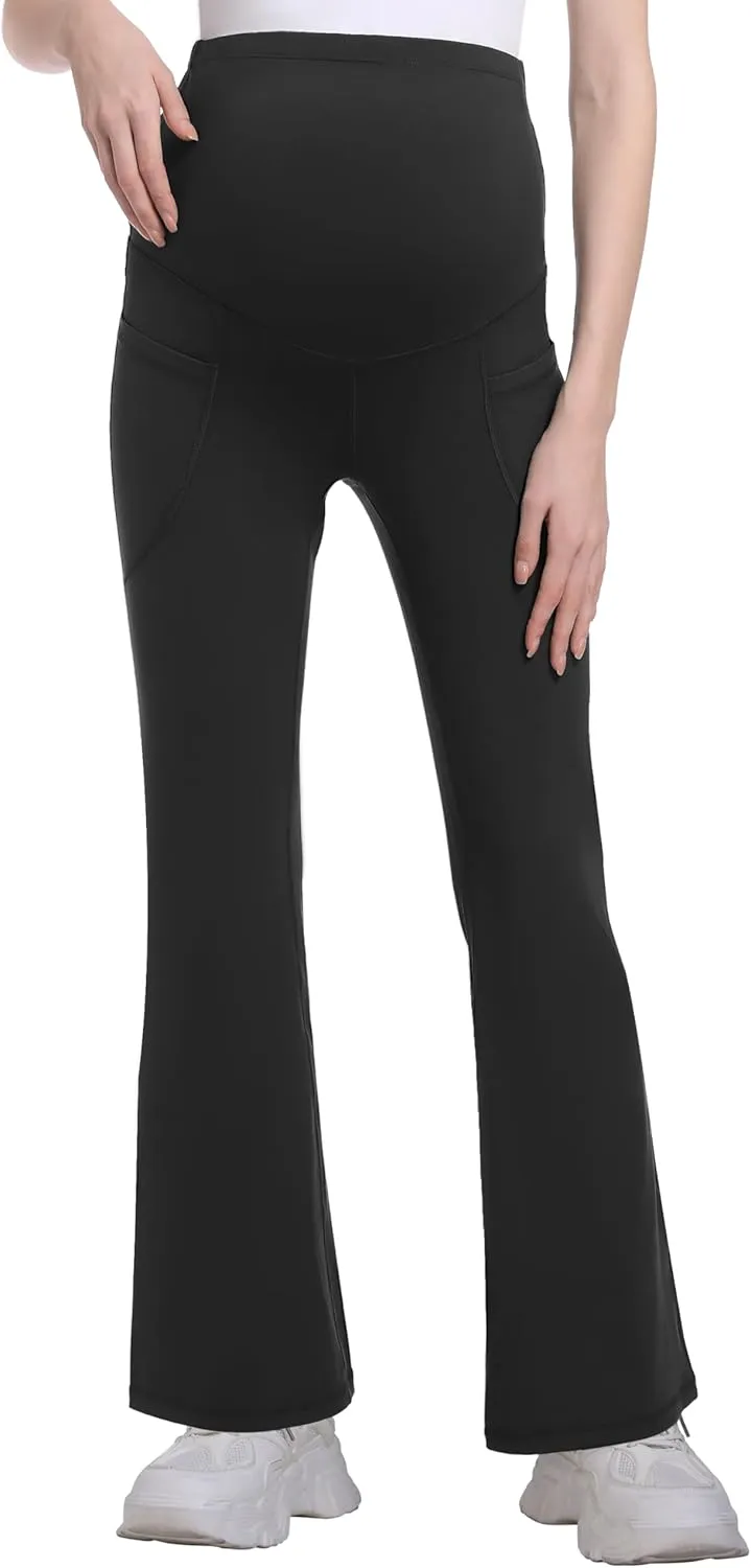 Foucome Women's Maternity Flare Leggings Bootcut Pregnancy Yoga Pants with Pockets