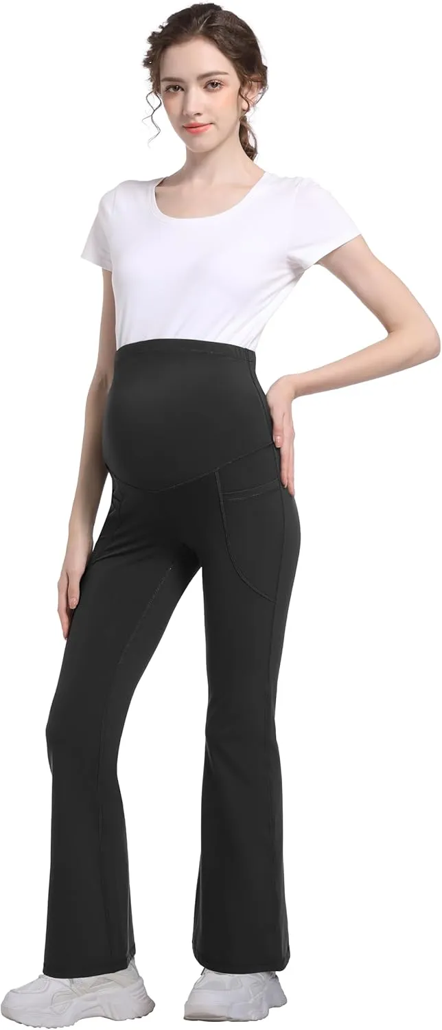 Foucome Women's Maternity Flare Leggings Bootcut Pregnancy Yoga Pants with Pockets