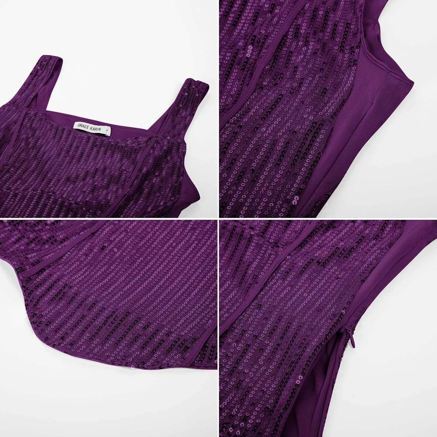 GRACE KARIN Sequin Tank Tops for Women Bustier Corset Top Sparkle Sexy Slim Camisole Sleeveless Party