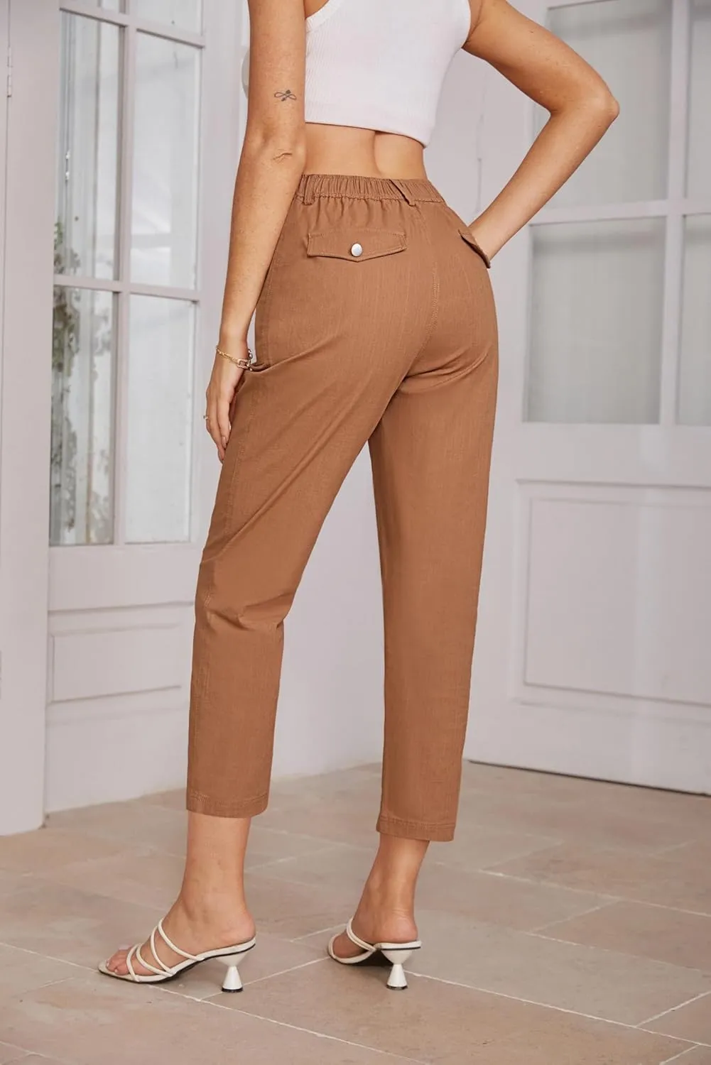 GRACE KARIN Women's Casual Work Pants High Waisted Business Dressy Pants Tapered Leg Trousers with Pockets