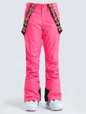 Gsou Snow Women's Pink Thermal Warm High Waterproof Windproof Snowboard Ski Pants