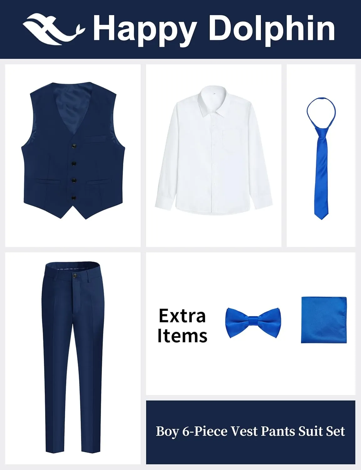 Happy Dolphin Boys Suits Formal Vest Suit Toddler Suit Set for Teen Boys Kids Wedding Ring Bearer Outfit