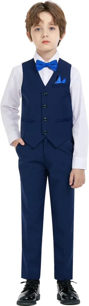 Happy Dolphin Boys Suits Formal Vest Suit Toddler Suit Set for Teen Boys Kids Wedding Ring Bearer Outfit