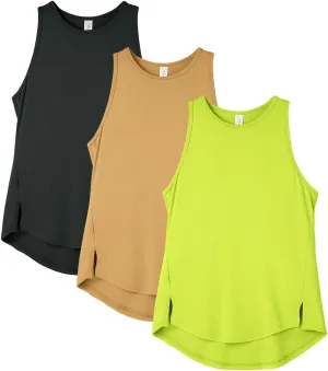 icyzone Women's Racerback High Neck Athletic Tank Tops for Workout Yoga Running (Pack of 3)