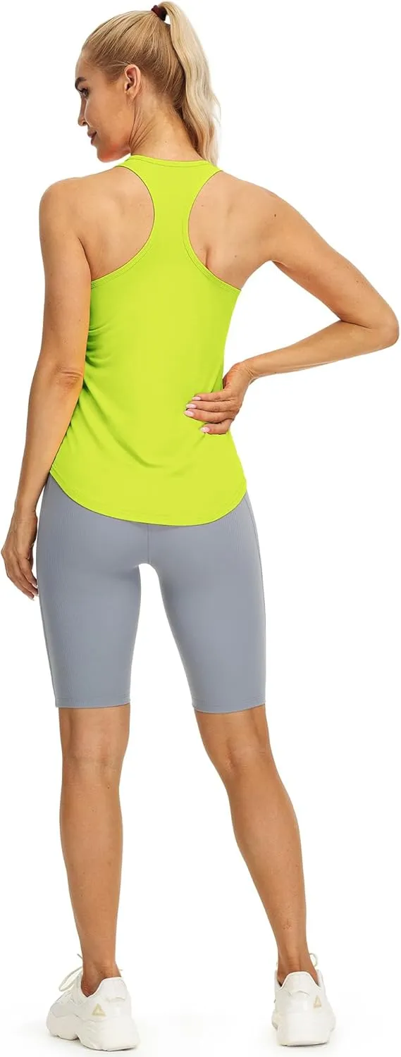 icyzone Women's Racerback High Neck Athletic Tank Tops for Workout Yoga Running (Pack of 3)