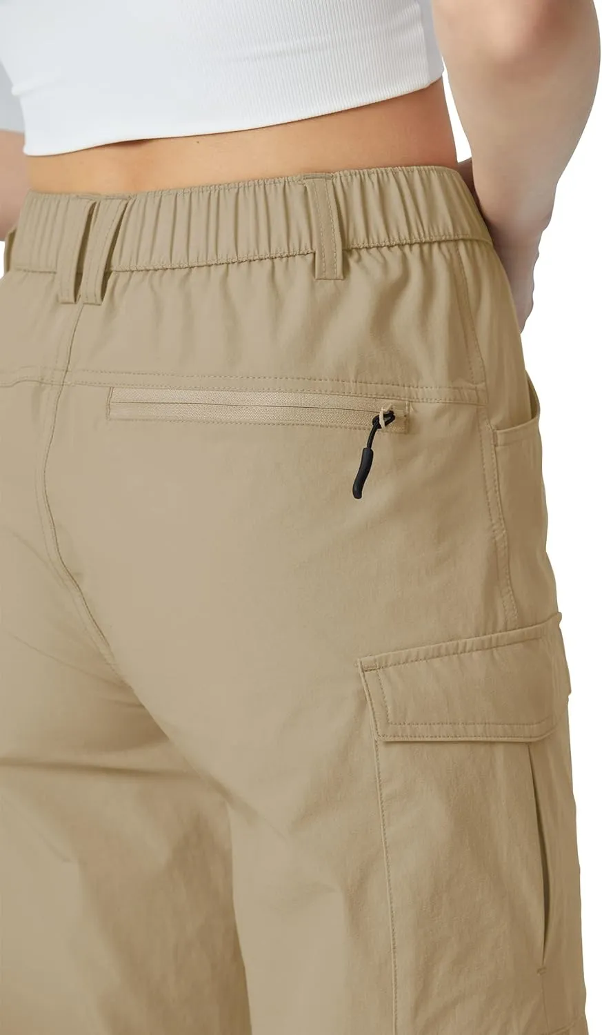 Kuenlun Top Women's Hiking Capri Lightweight Quick Dry Cargo Pants for Travel Outdoor UPF 50 Water Resistant with Zip Pockets