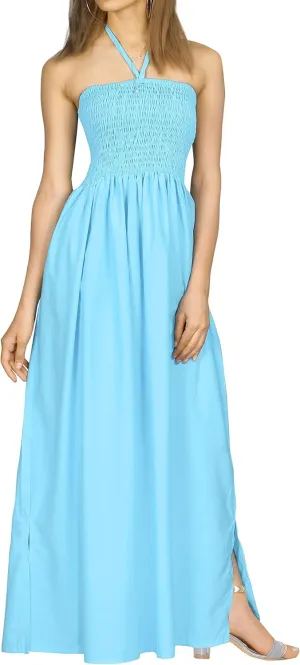 LA LEELA Women's Tube Dress Maxi Solid Smock