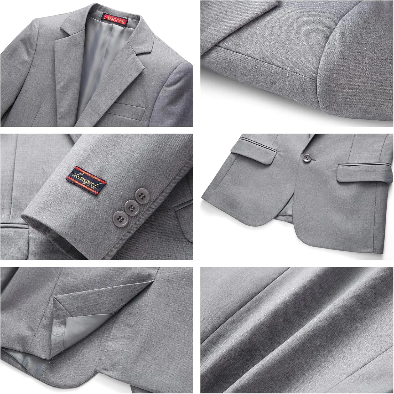 Lamgool Boys Suits 3 Piece Slim Fit One Button Tuxedo Jacket Vest and Pant for Kids Prom Wedding Formal Set Size 4-14 Years
