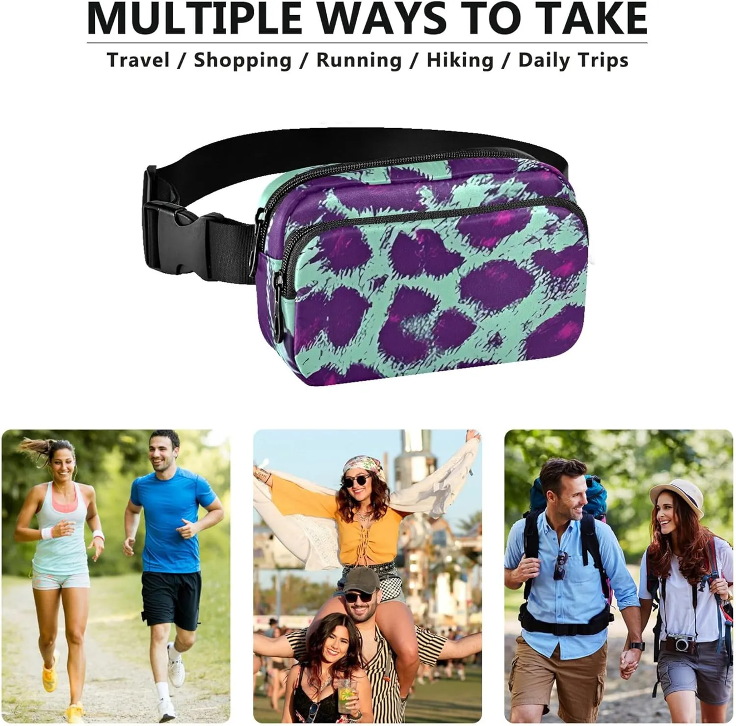 Leopard Cheetah Skin Animal Fanny Pack for Women Everywhere Belt Bag Waterproof Bright Waist Pouch for Women