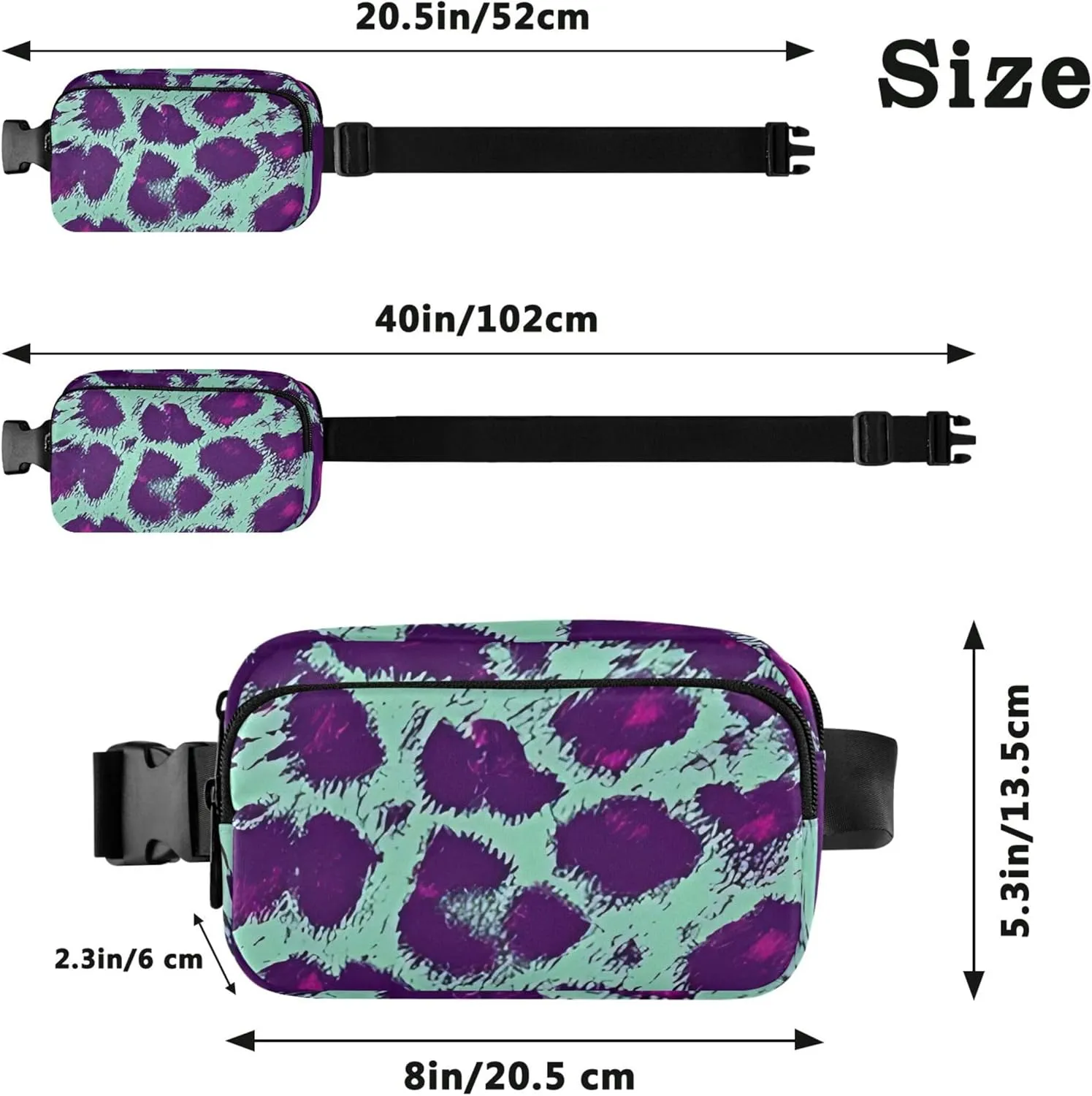 Leopard Cheetah Skin Animal Fanny Pack for Women Everywhere Belt Bag Waterproof Bright Waist Pouch for Women