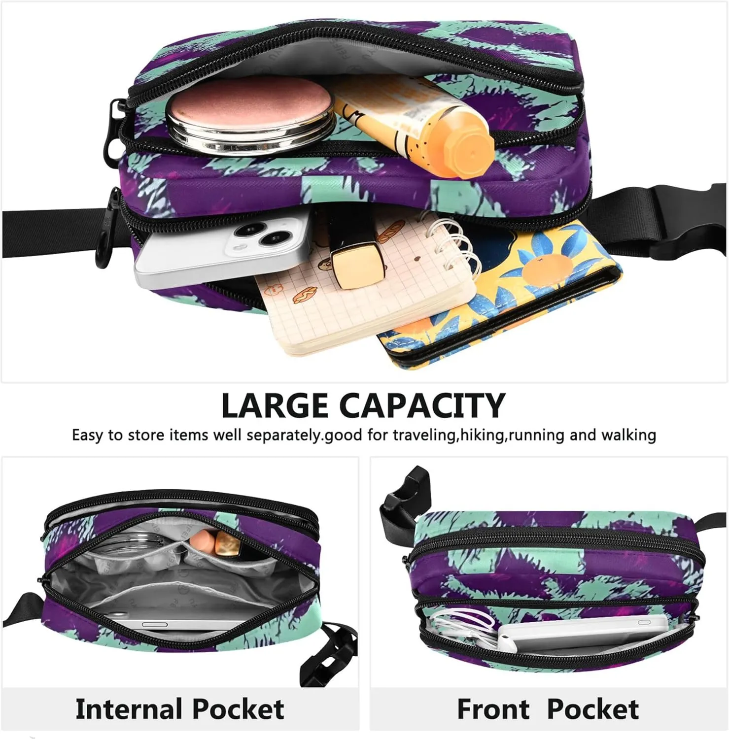 Leopard Cheetah Skin Animal Fanny Pack for Women Everywhere Belt Bag Waterproof Bright Waist Pouch for Women