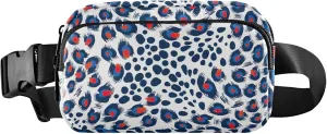 Leopard Skin Feather Women Fanny Packs Bright Anti Theft Belt Bag Waterproof Crossbody Waist Purse