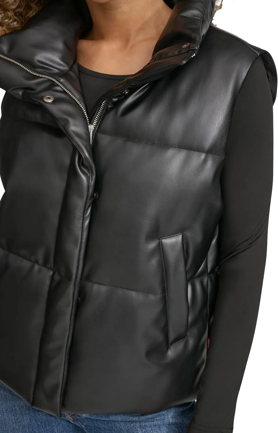 Levi's Women's Vegan Leather Quilted Short Puffer Jacket