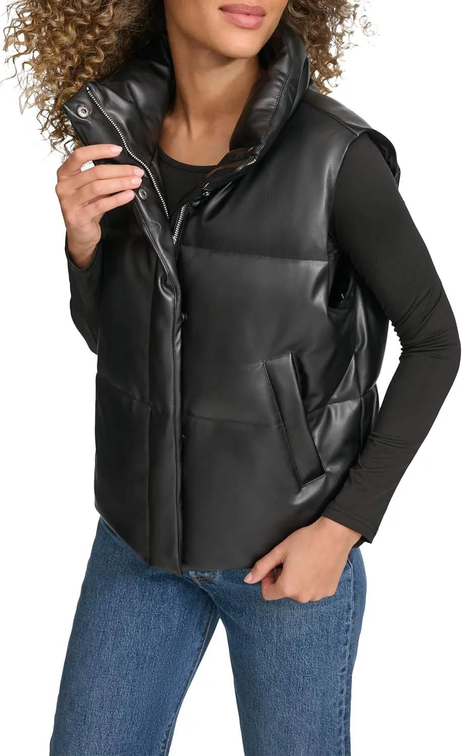 Levi's Women's Vegan Leather Quilted Short Puffer Jacket