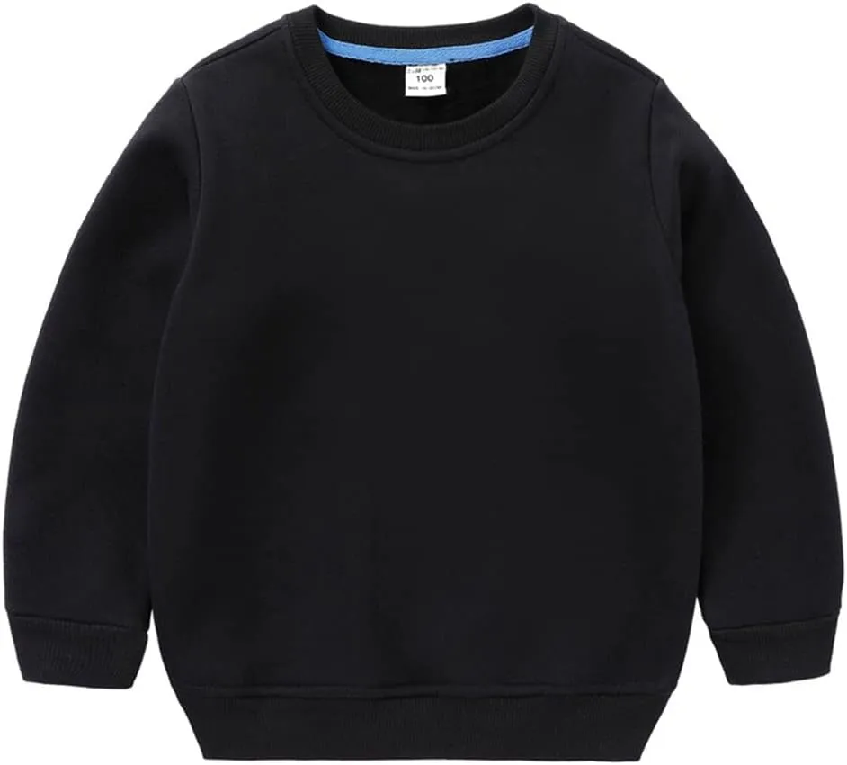 LNICAER Kids Baby Boys Girls Casual Sweatshirt Solid Color Crewneck Fleece Long Sleeve Pullover Tops T-Shirt