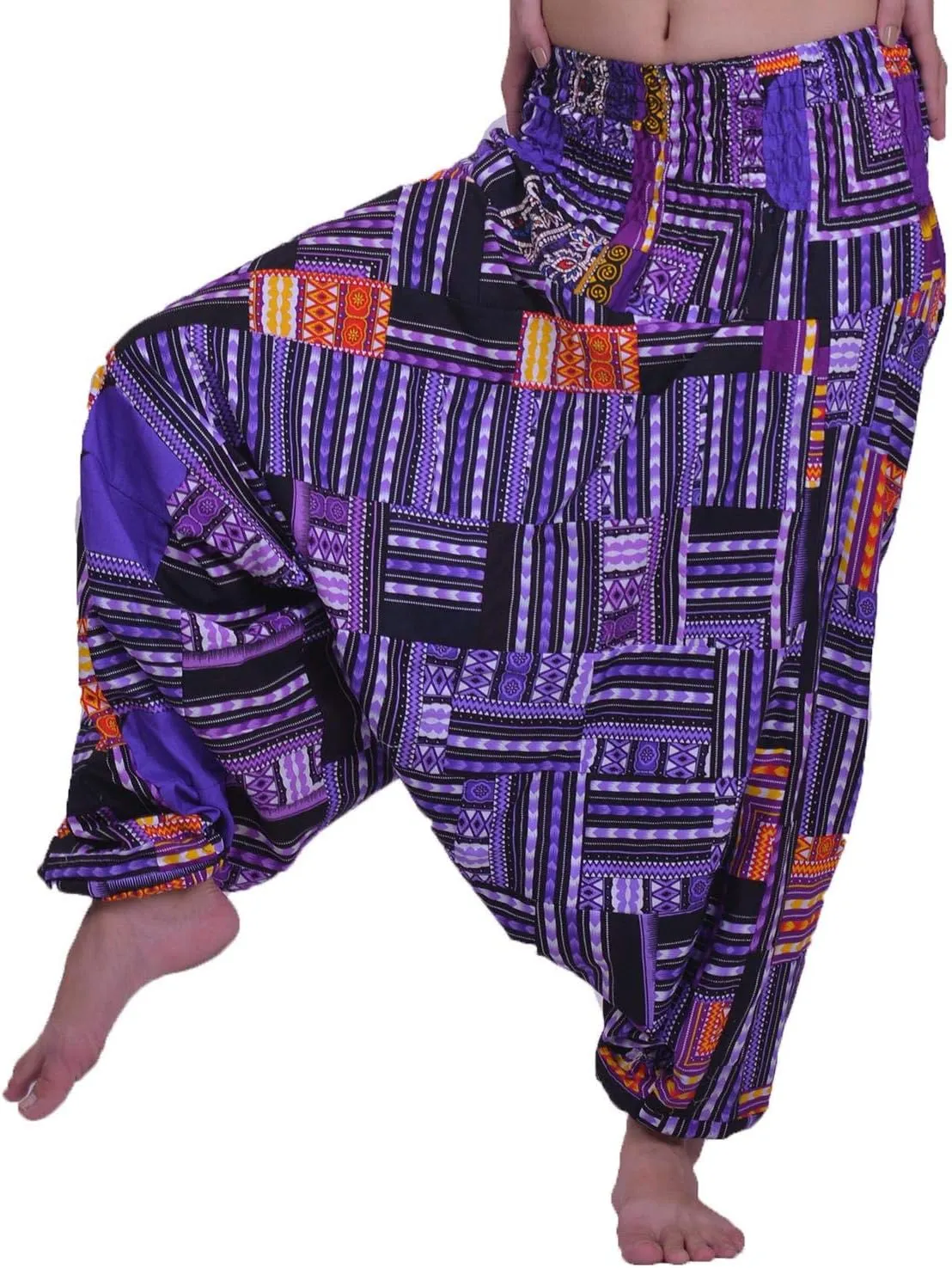 LOFBAZ Harem Yoga Pants for Women Patchwork Boho Hippie Bohemian Aladdin Unisex
