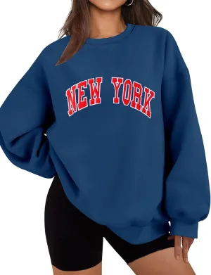 LOMON Oversized Sweatshirt for Women Crewneck Long Sleeve Casual Fleece Tops Graphic Hoodies Pullover Sweater