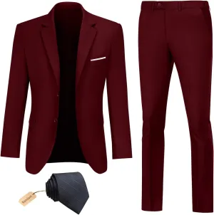 Men Suit 2 Piece Groomsmen Tuxedo Prom Blazer Slim Fit Suits Two Button Wedding Dress Jacket Pants Set with Tie