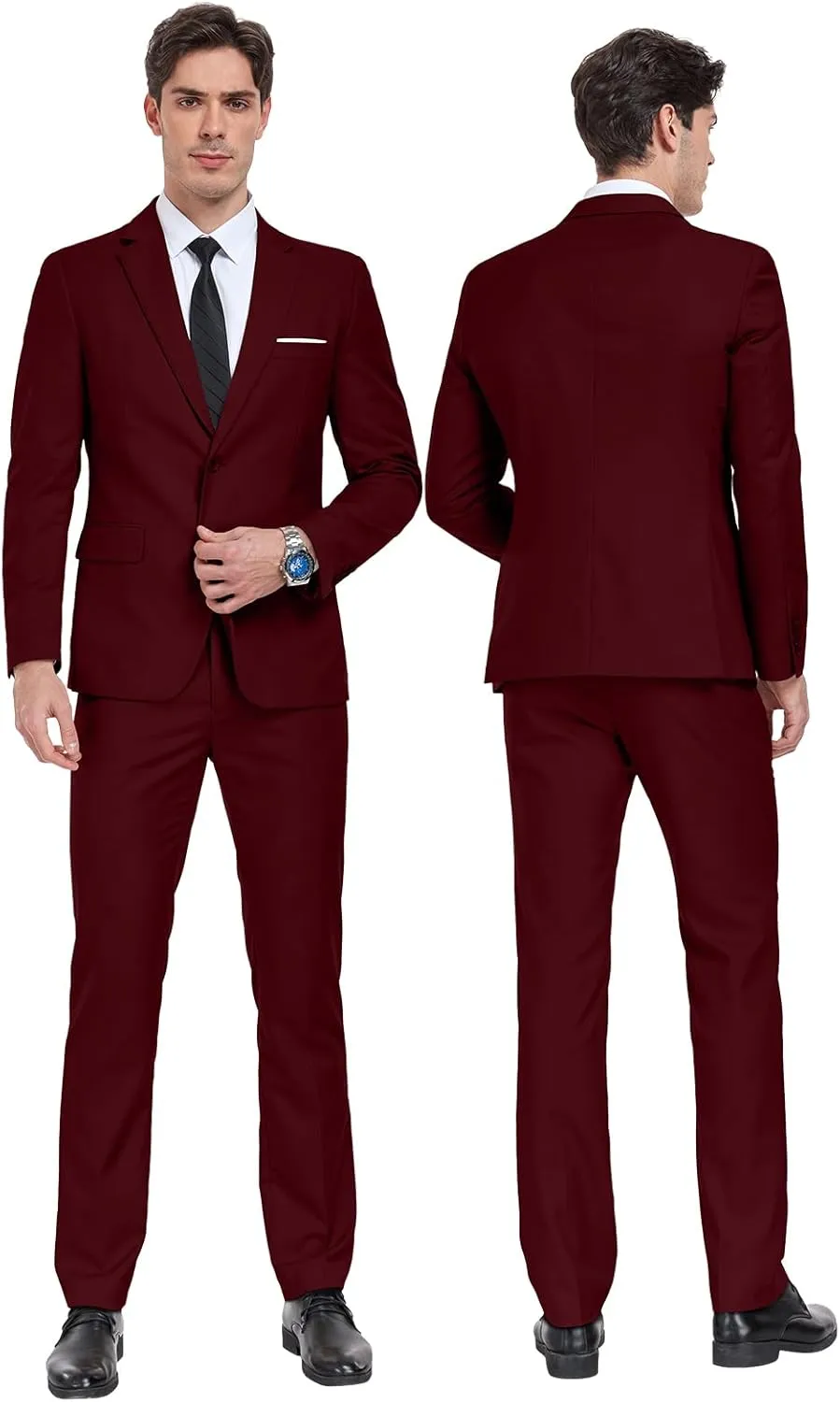 Men Suit 2 Piece Groomsmen Tuxedo Prom Blazer Slim Fit Suits Two Button Wedding Dress Jacket Pants Set with Tie