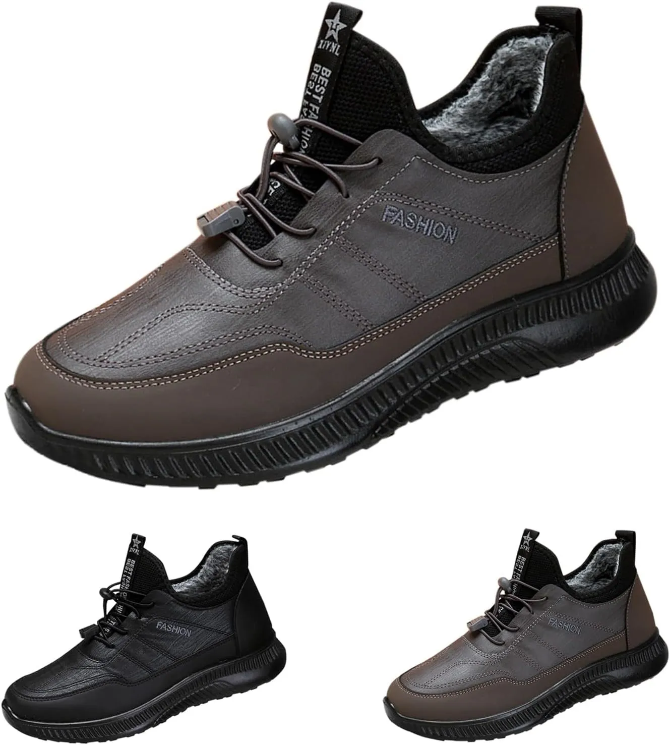 Men Work Boots Waterproof Hiking Sneakers with Warm Fur Lining Women's Safety Shoes Nonslip Outdoor Botas Waterproof Soft Toe Work Hike Grounded Footwear
