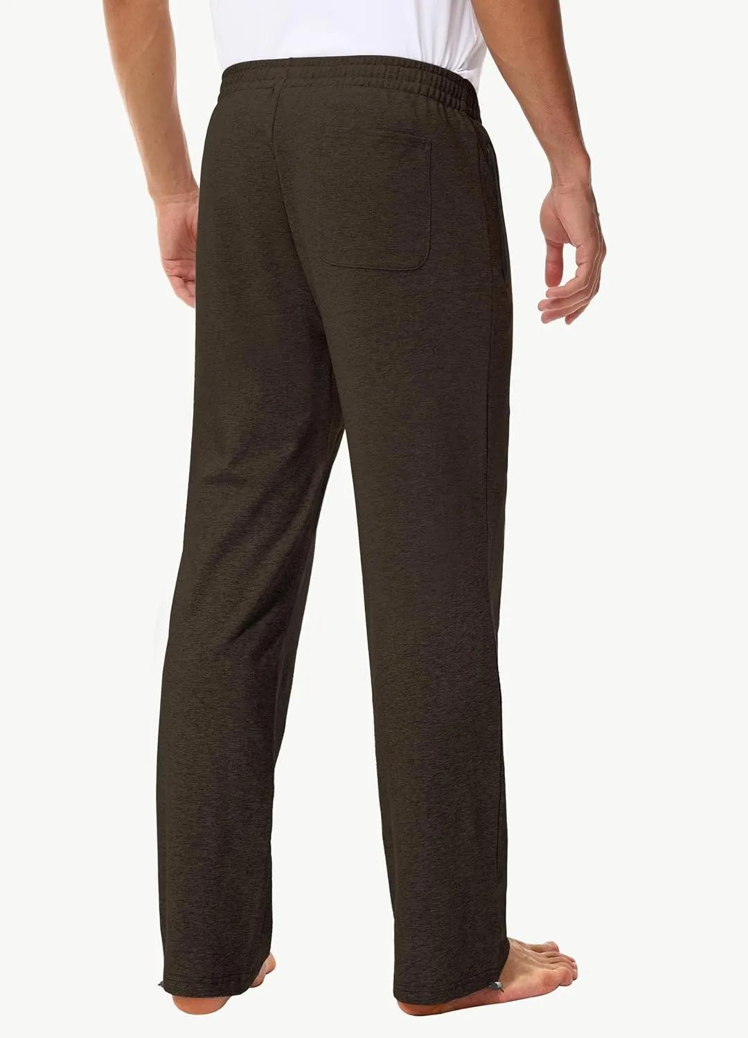 Men's 30" 34" 36" Cotton Yoga Sweatpants - Athletic Casual Lounge Open Bottom Straight Leg Loose Pants Zipper Pockets