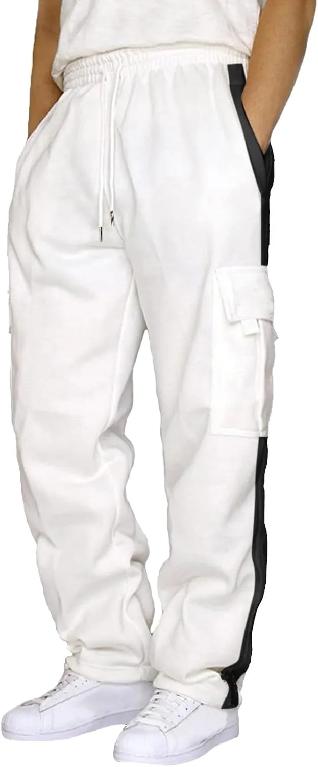 Mens Chinos Pants Slim Fit Male Color Block Sweatpants Tether Large Size Pant Loose Autumn And Winter Pants For