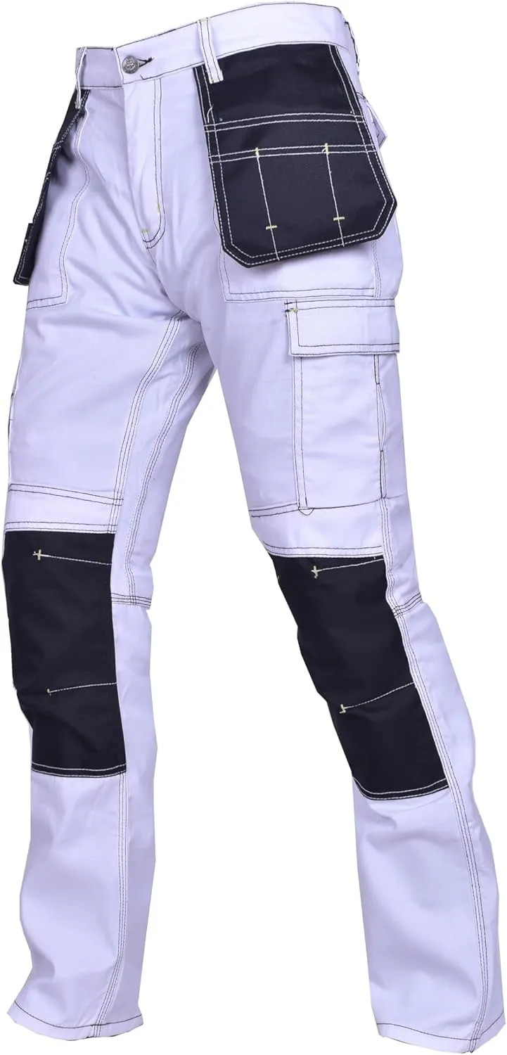 Men's Construction Pants with Cordura Knees Reinforced Carpenter Work Pants Tactical Workwear Cargo Safety Trousers