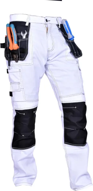 Men's Construction Pants with Cordura Knees Reinforced Carpenter Work Pants Tactical Workwear Cargo Safety Trousers
