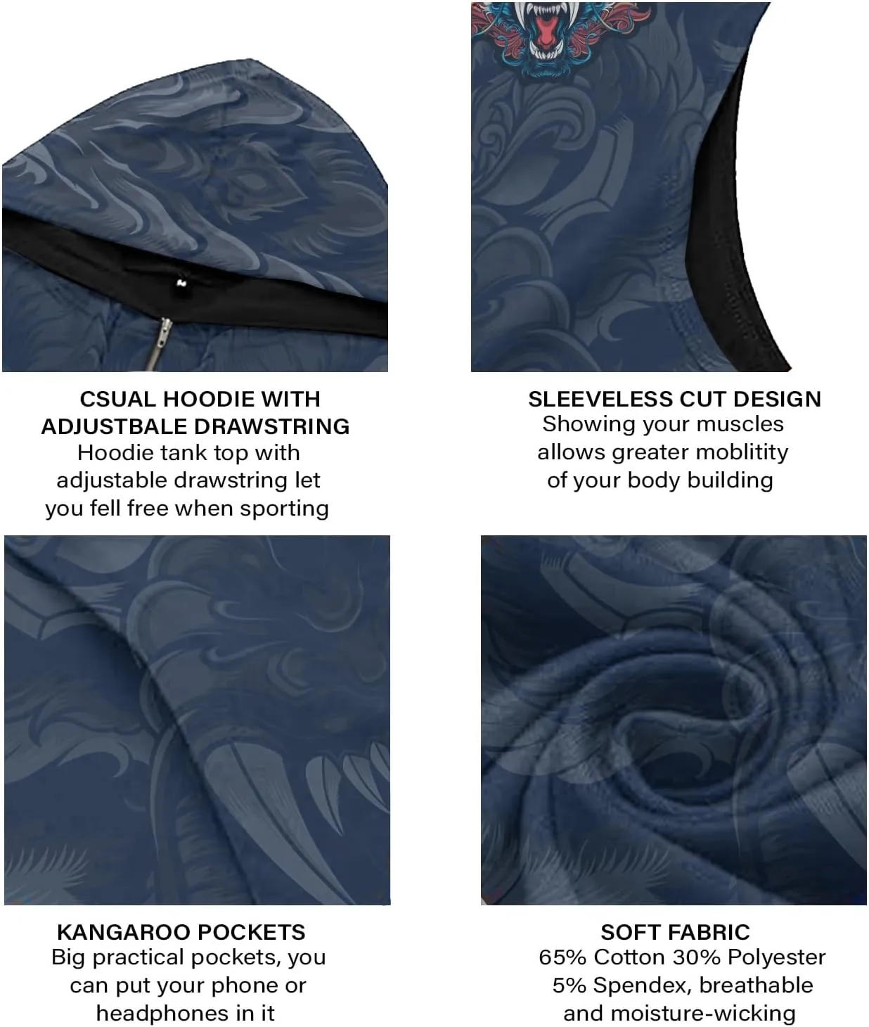Mens Fashion Muscle Hooded Workout Hooded Tank Tops with Pocket Gym Training Zip Hoodies Sleeveless