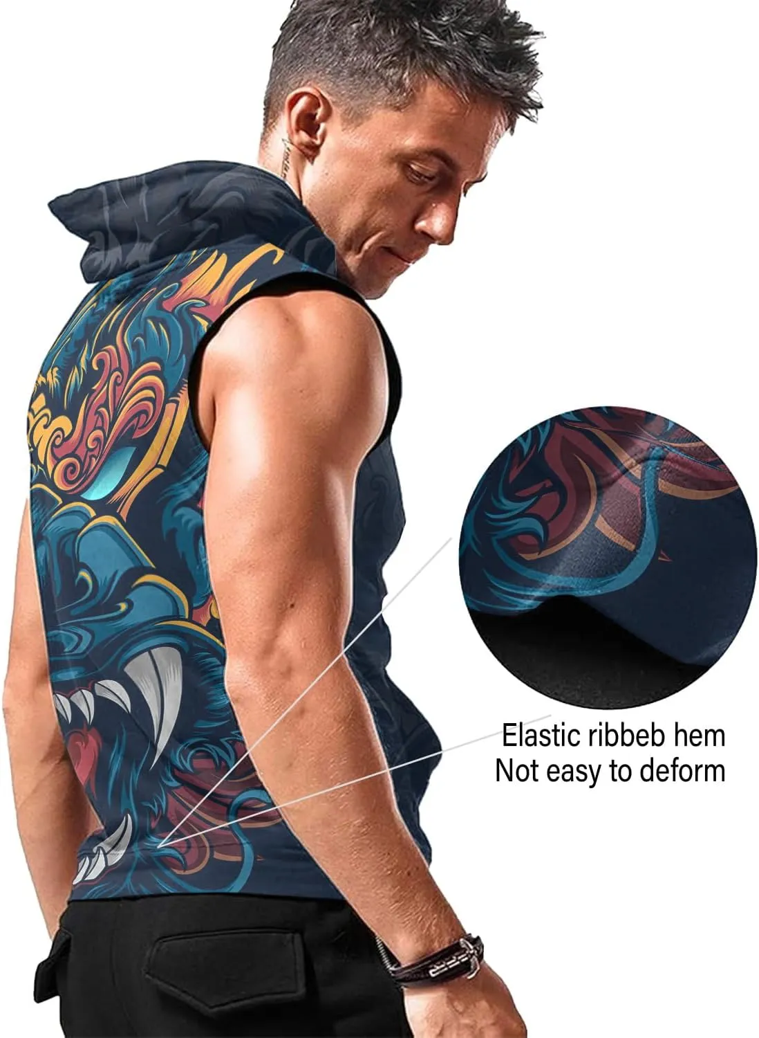Mens Fashion Muscle Hooded Workout Hooded Tank Tops with Pocket Gym Training Zip Hoodies Sleeveless