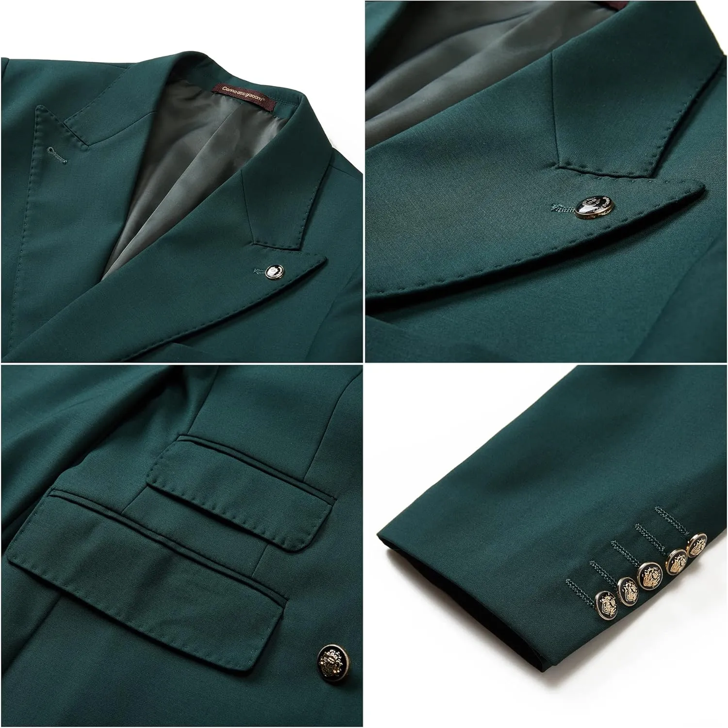 Men's Slim Fit 2 Piece Suit Double Breasted Business Wedding Prom Tuxedo Suits Blazer & Pants Set