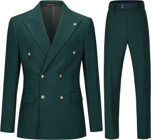 Men's Slim Fit 2 Piece Suit Double Breasted Business Wedding Prom Tuxedo Suits Blazer & Pants Set